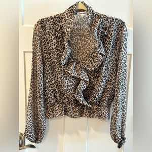 Steve Madden Cheetah Ruffle Blouse. Size S